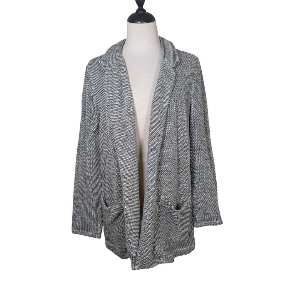 Style & Co. Women's Size XL Black & White Sweater Blazer Open Front Cardigan